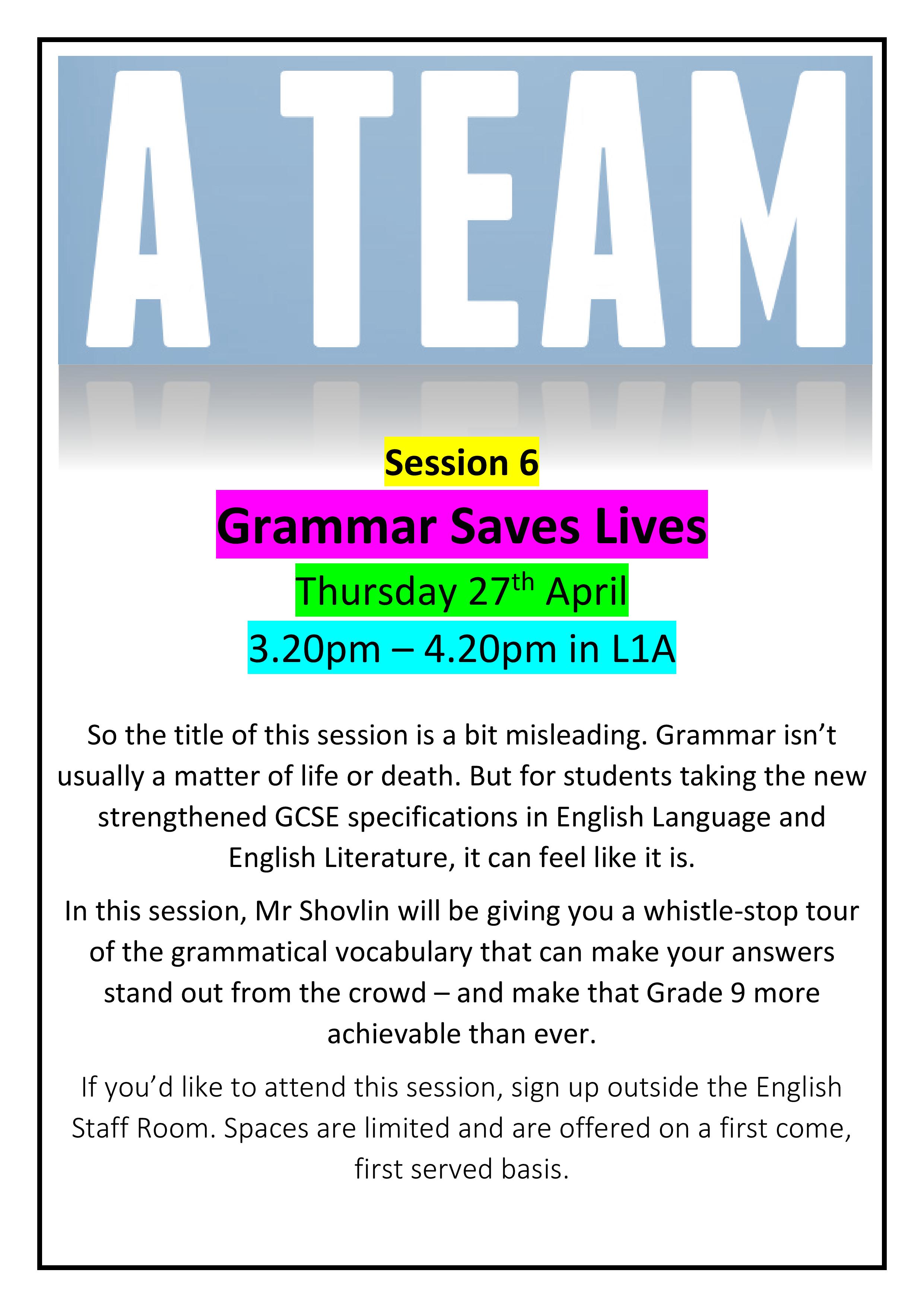 A Team Poster - Grammar Saves Lives